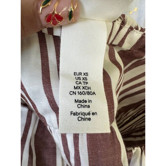 Lemlem + H&M Women's Linen Blend Stripe Elastic Hem Adjustable Strap Crop Top XS - Picture 8 of 9